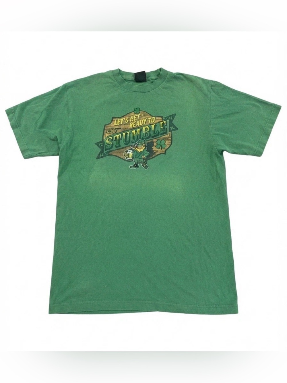 St. Paddy's Let's Get Ready‎ to Stumble Green T-Shirt Shamrock Leprechaun Size M